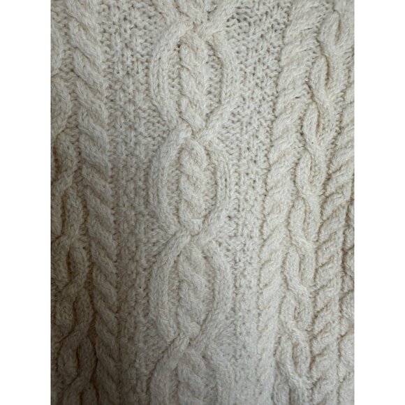 Aran Mor Ireland 100% Merino Wool Cream Cableknit Women's Sweater M - Picture 6 of 6